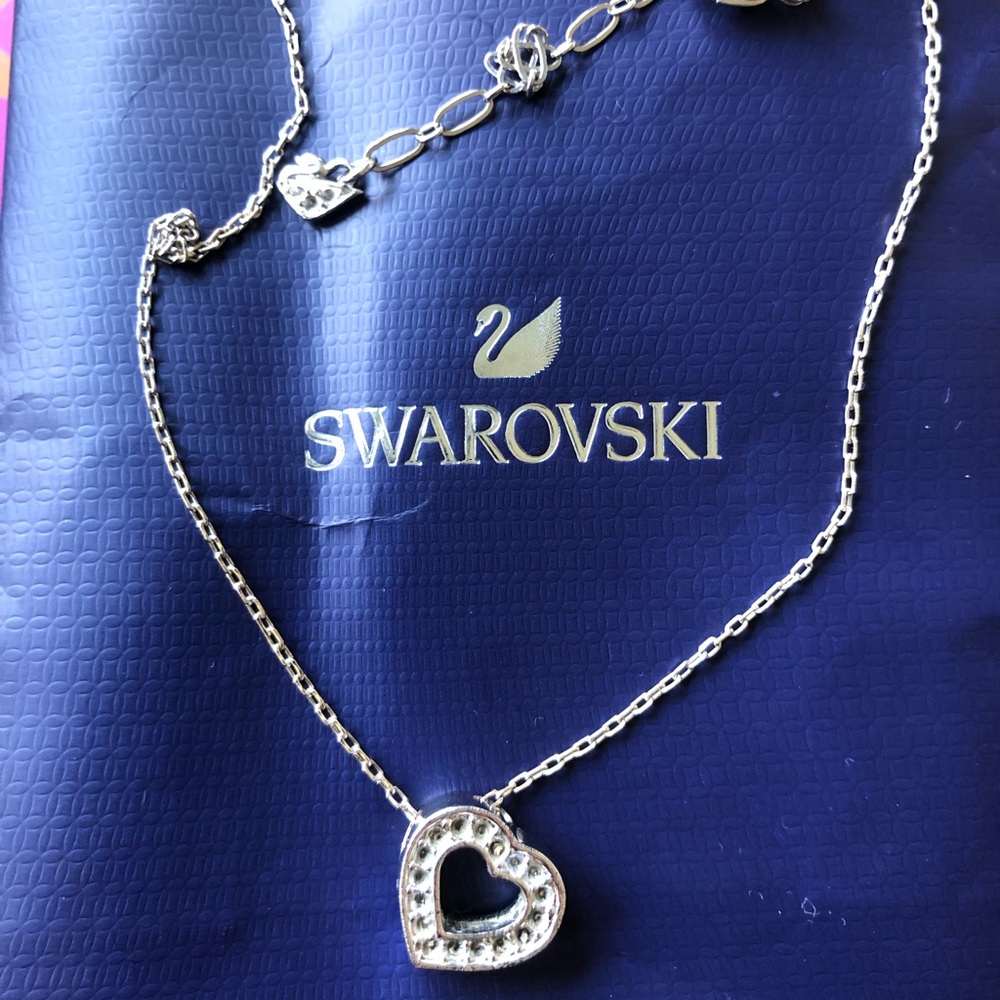 Silver Swarovski open hearth necklace / no crystal